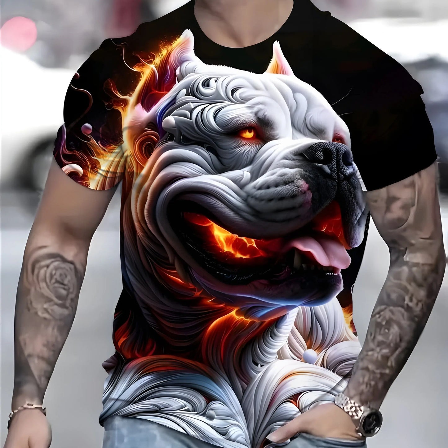 Plus Size Mens 3D Pug Graphic Tee - Fashionable Streetwear Design - Comfortable Short Sleeves for Trendsetters Temu