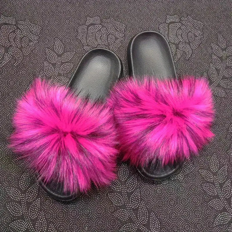Luxurious Womens Faux Fur Slides - Soft Open Toe Slip-Ons - Ultra-Plush Indoor Slippers for Cozy Lounging - Comfortable Flat Sole - Perfect for Bedroom & Casual Wear Temu