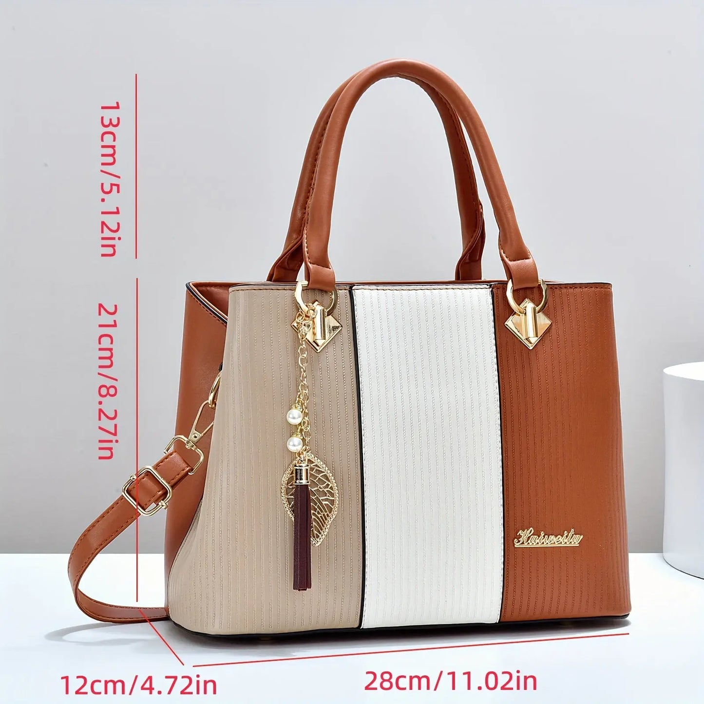 Adjustable Strap Zipper Closure Casual Single Shoulder Crossbody Bag, New Striped Polyester Lining, Edge Paint, No Printing, with Homecoming Mother's Day Gift for Women Chic Le'Meek