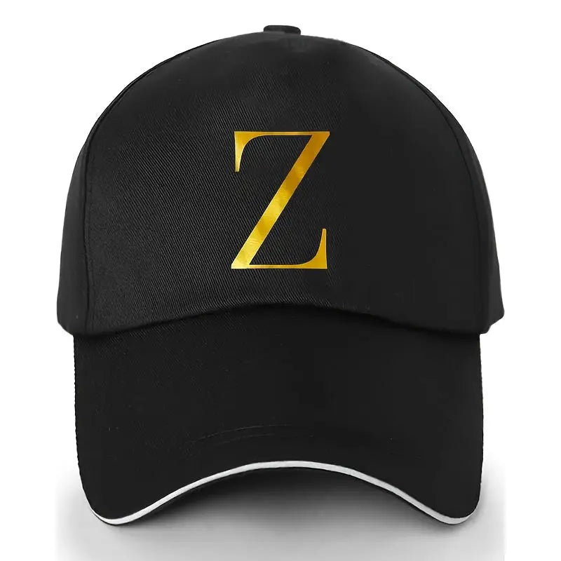 Unisex Polyester Baseball Cap | Adjustable Fit | Lightweight, Breathable & Quick-Dry | Golden Letter Print Embroidery 'M' or 'A' | Ideal for Outdoor Sports and Travel | Stylish Hip-Hop Dad Hat, Casual Wear Hat | Hiphop Style Chic Le'Meek