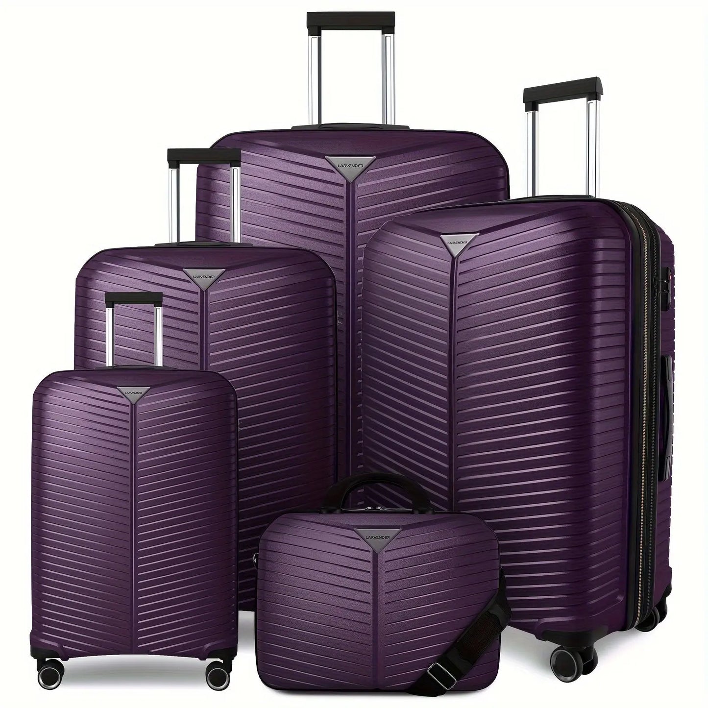 5-Piece Expandable PP Luggage Set - Durable Spinner Suitcases with TSA-Approved Combination Lock, Aluminum Alloy Handle, and Hard Shell - Perfect for Women Travelers and Carry-On Needs Temu