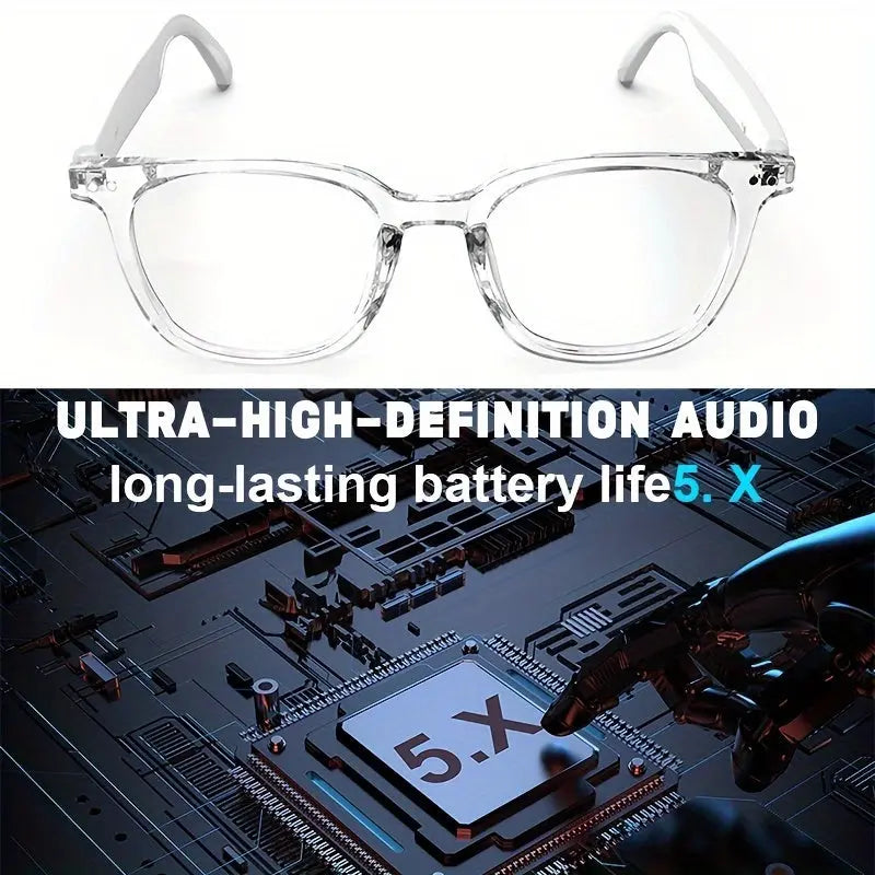 Smart Audio Glasses, Wireless, Rechargeable Battery, Built-in Microphone, High-Resolution Audio, Touch Control, Anti-Blue Light, for Office, Outdoor, Sports, Driving, Music Playback, Hands-Free Calling - Ideal Holiday Gifts Chic Le'Meek