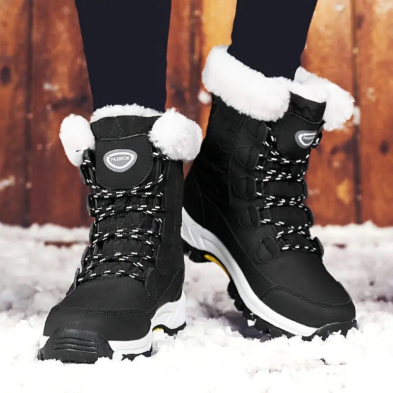 Ultra-Warm Chunky Snow Boots for Women - Anti-Slip, Wear-Resistant, High-Tube Hiking Boots with Thickened Soles for Winter Outdoor Activities - Comfortable, Waterproof, and Breathable Chic Le'Meek