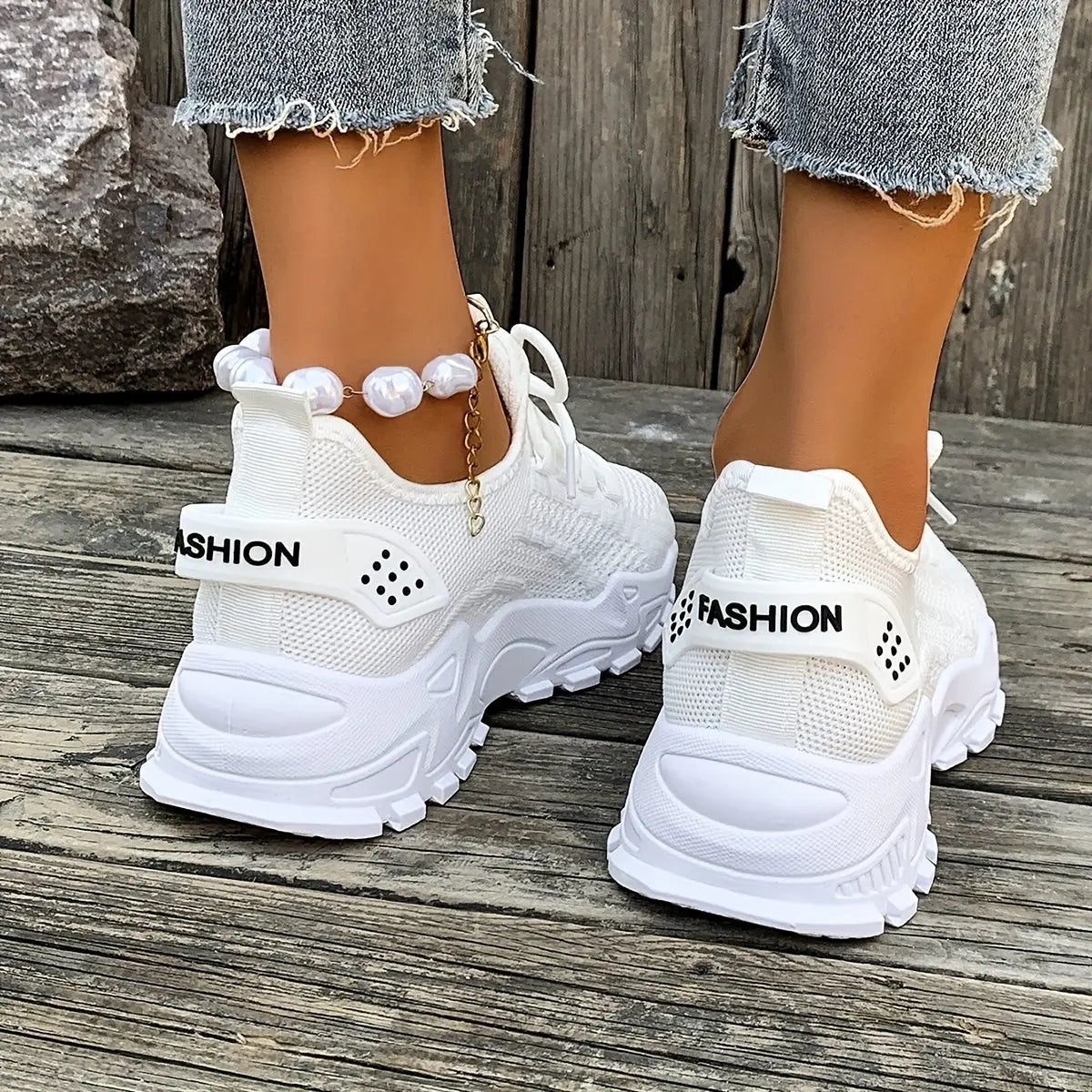 Ladies' Breathable Mesh Women'S Shoes, Lightweight And Low Cut Sports Shoes, Soft Insoles, Comfortable All Season Fitness, Walking And Casual Wear, White, Black, Red Fashionable Design, Comfortable Outdoor Thick Soled Casual Chic Le'Meek