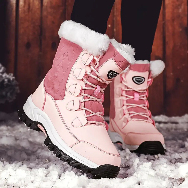Ultra-Warm Chunky Snow Boots for Women - Anti-Slip, Wear-Resistant, High-Tube Hiking Boots with Thickened Soles for Winter Outdoor Activities - Comfortable, Waterproof, and Breathable Chic Le'Meek