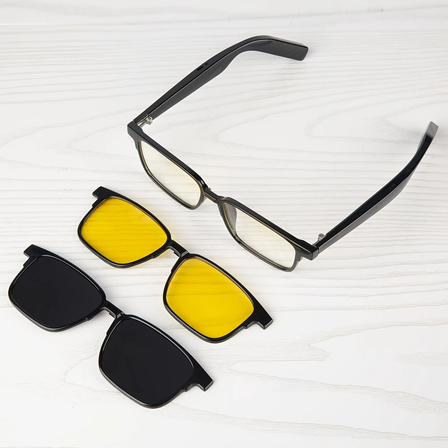 New Smart Glasses for Men & Women - High-Definition Voice Calls, Hi-Fi Sound Quality Music, Blue Light Filter, Magnetic Sun Sleeves, Night Vision Lenses, Rechargeable Lithium Polymer Battery for Daily Use Temu