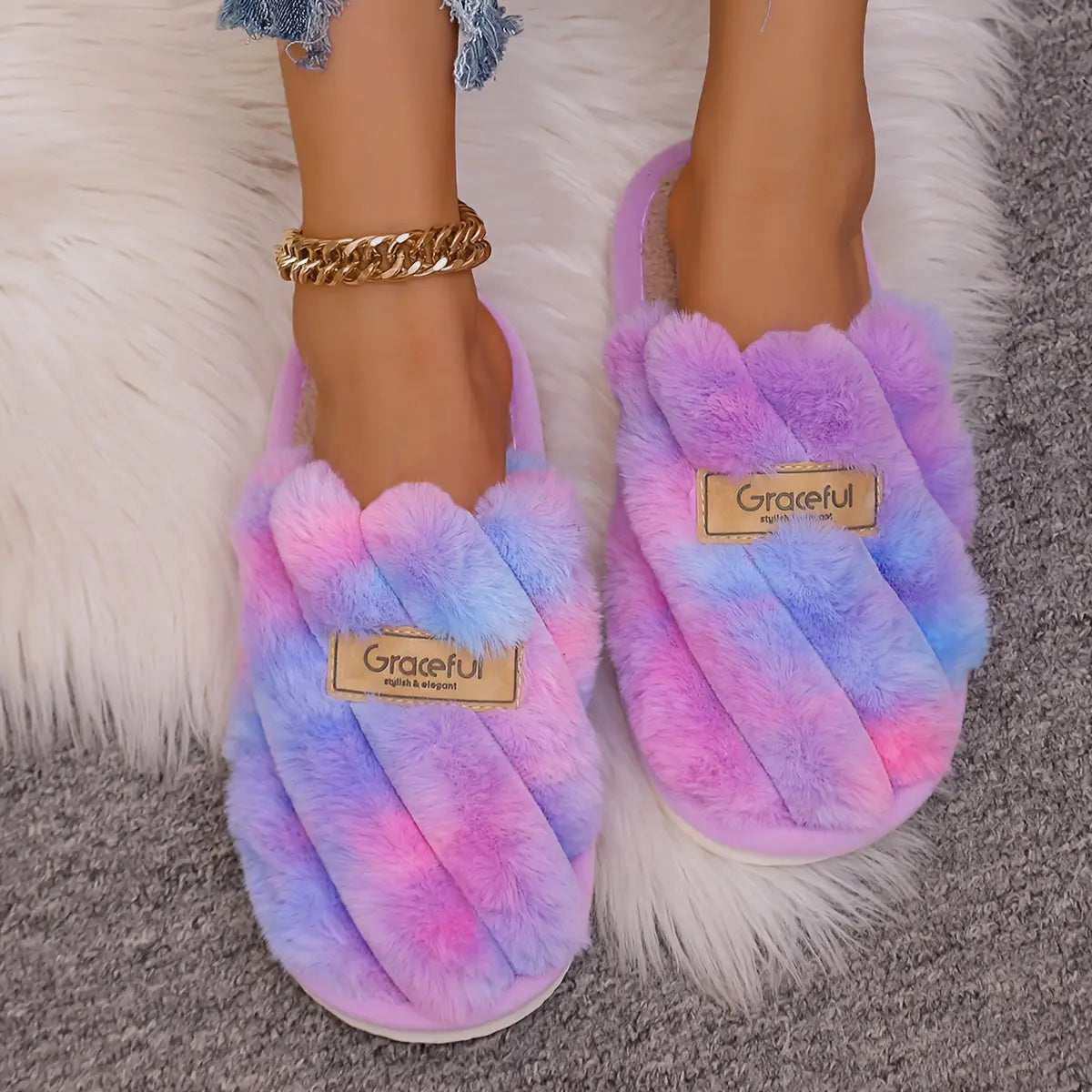 Cozy All-Season Non-Slip Striped Slip-on Slippers - Unisex Casual Fabric Upper/Inner EVA Sole Shoes - Hand Washable Comfort Indoor Floor Footwear Chic Le'Meek