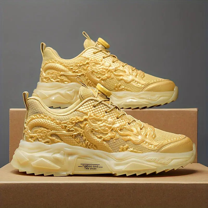 Trendy Dragon-Design Chunky Sneakers for All - Rotating Buckle, Non-Slip & Durable for Outdoor Adventures, Unisex Temu