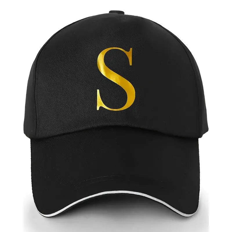 Unisex Polyester Baseball Cap | Adjustable Fit | Lightweight, Breathable & Quick-Dry | Golden Letter Print Embroidery 'M' or 'A' | Ideal for Outdoor Sports and Travel | Stylish Hip-Hop Dad Hat, Casual Wear Hat | Hiphop Style Chic Le'Meek