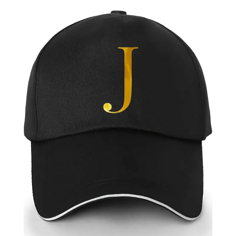 Unisex Polyester Baseball Cap | Adjustable Fit | Lightweight, Breathable & Quick-Dry | Golden Letter Print Embroidery 'M' or 'A' | Ideal for Outdoor Sports and Travel | Stylish Hip-Hop Dad Hat, Casual Wear Hat | Hiphop Style Chic Le'Meek