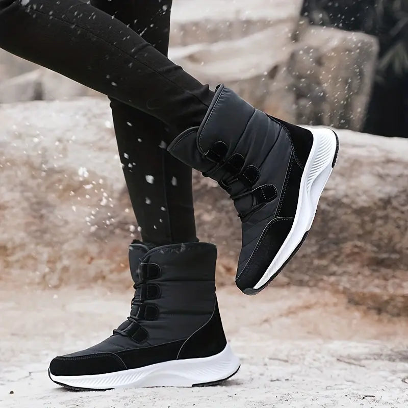 Winter-Ready High-Top Snow Boots: Warm Plush Lining, Anti-Slip Thick Sole, Durable Synthetic Leather Chic Le'Meek