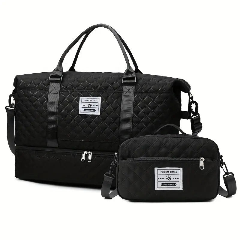 Large Capacity Travel Duffel Bag in Oxford Fabric, Portable Sports Gym Storage Bag, Weekend Overnight Bag for Women Chic Le'Meek