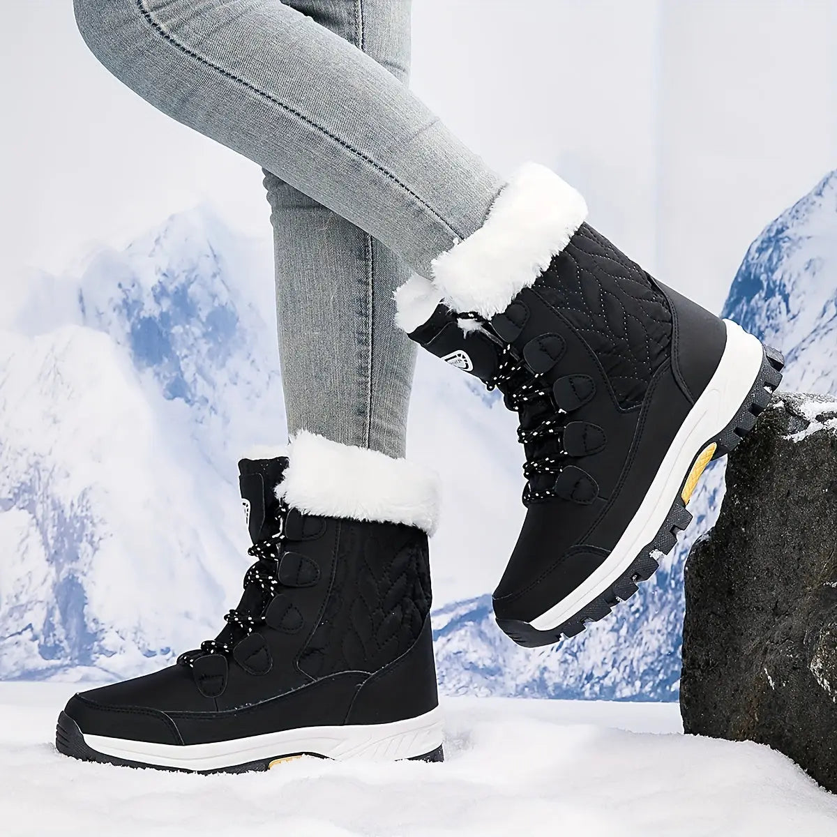 Cozy Velvet Snow Boots - Women's Soft, Comfortable, and Warm Winter Shoes with Thick Insulation and Casual Outdoor Style - Perfect for Cold Weather Activities Chic Le'Meek