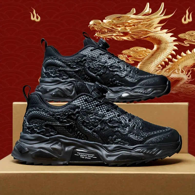 Trendy Dragon-Design Chunky Sneakers for All - Rotating Buckle, Non-Slip & Durable for Outdoor Adventures, Unisex Temu