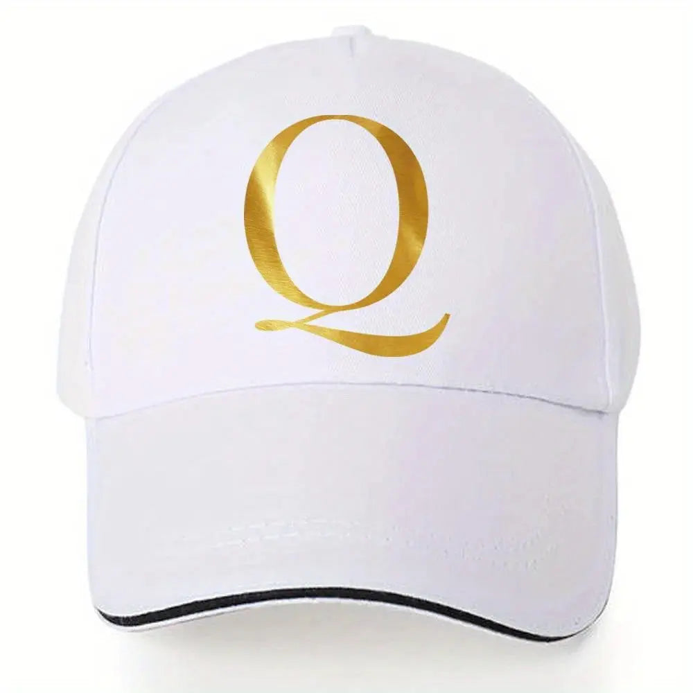 Lightweight Baseball Cap with Adjustable Shoulder Strap, Breathable And Quick Drying- Customizable Golden Letter Design, Suitable for Outdoor Sports And Travel, Baseball Cap Chic Le'Meek
