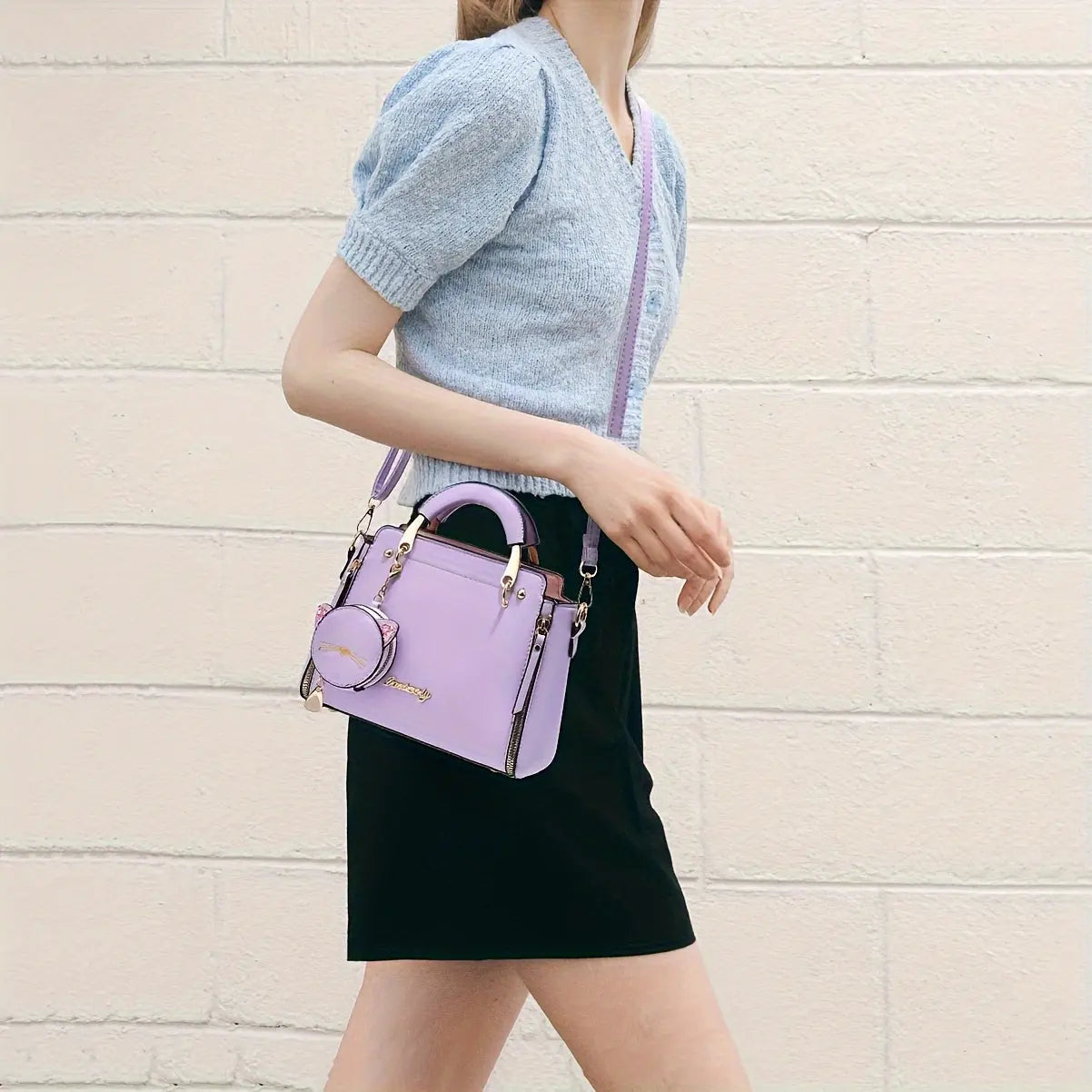Small Purses And Handbags For Women Fashion Ladies Top Handle Satchel Bags Teenage Girls Shoulder Crossbody Bags With Kitten Pendant Temu