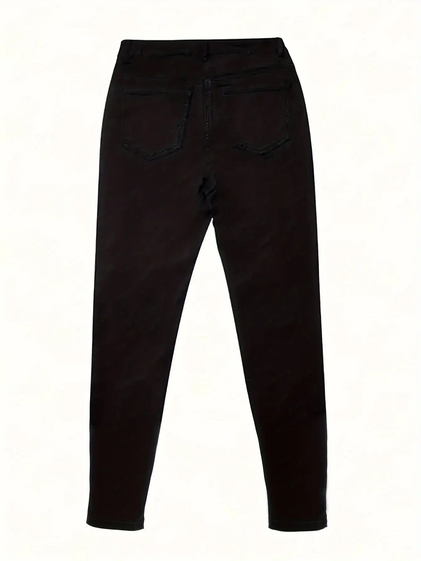 Plus Size Ripped Plain Black Color Distressed Stretchy Skinny Fit Denim Pants, Women's Denim Jeans & Clothing Temu