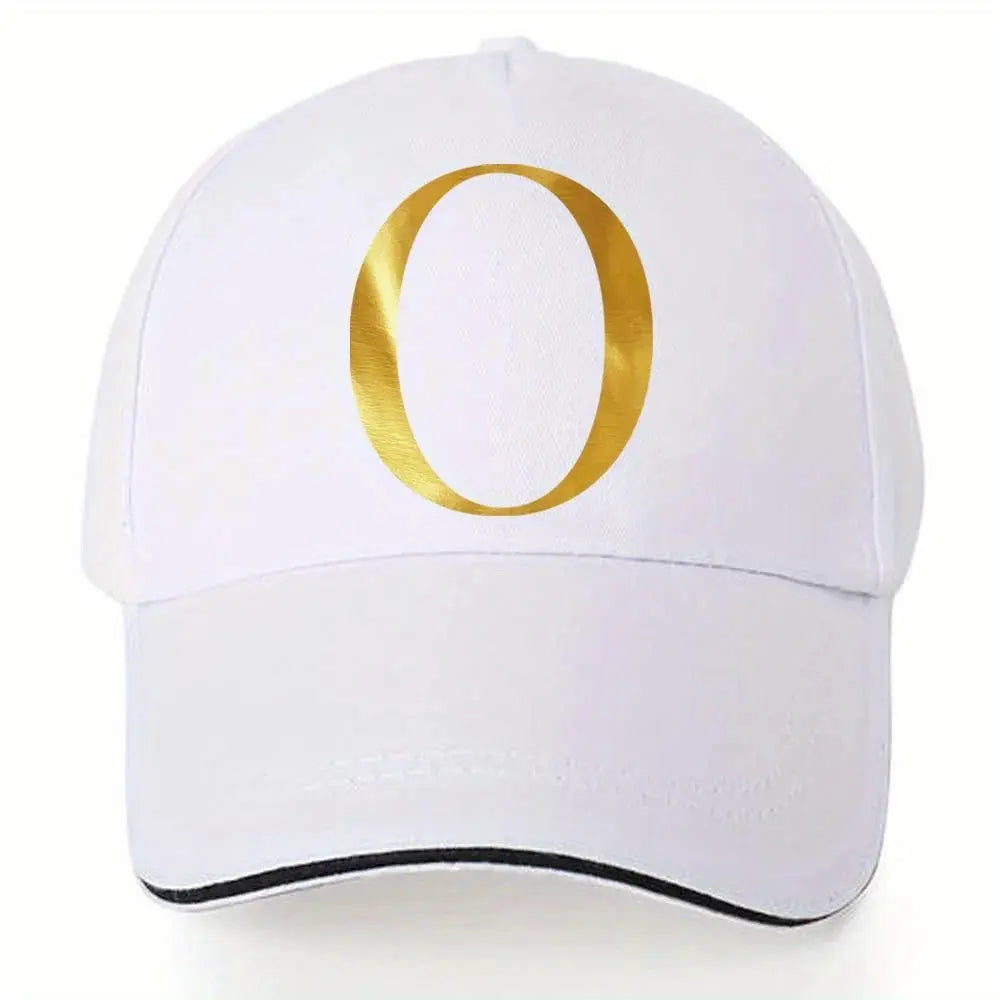 Lightweight Baseball Cap with Adjustable Shoulder Strap, Breathable And Quick Drying- Customizable Golden Letter Design, Suitable for Outdoor Sports And Travel, Baseball Cap Chic Le'Meek