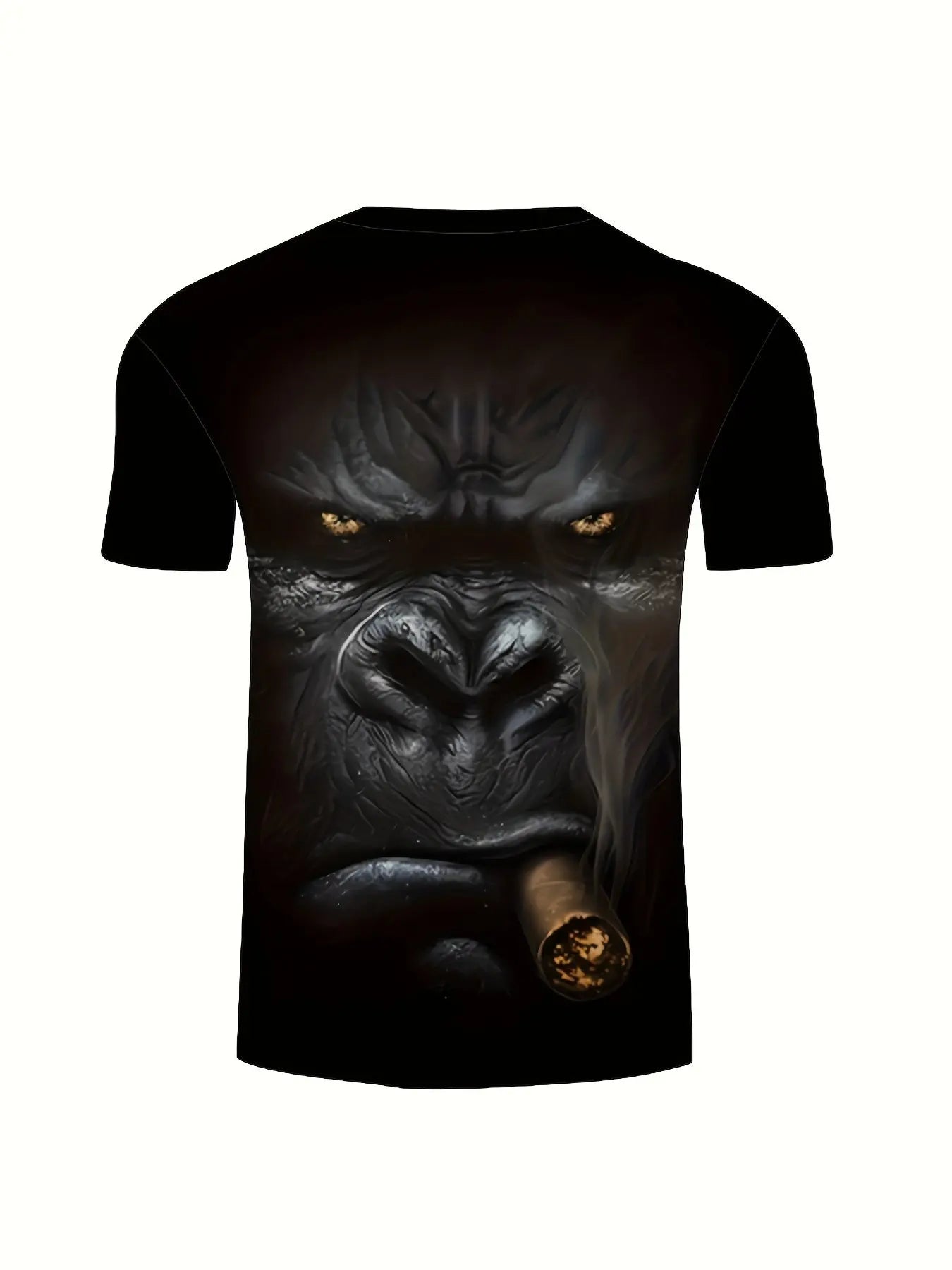 Plus Size Mens Fashion-Forward 3D Gorilla Print Tee - Vivid Summer Street Style, Breathable Short Sleeves, Premium Quality Temu