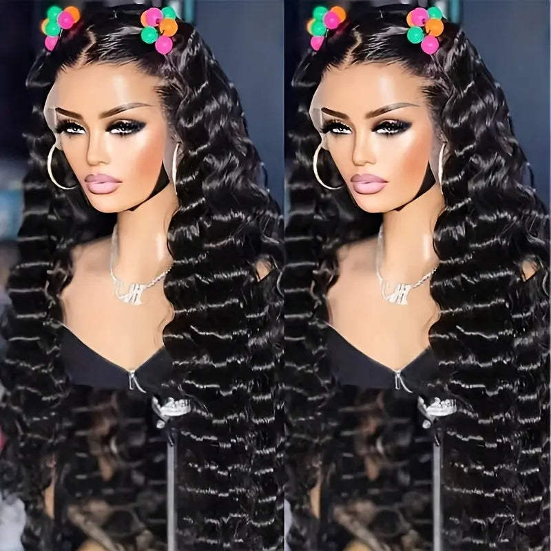 30Inch 13x6 Deep Curly Human Hair Wigs For Women Pre Plucked Loose Deep Wave Hd Transparent Frontal Wig Full Density Temu