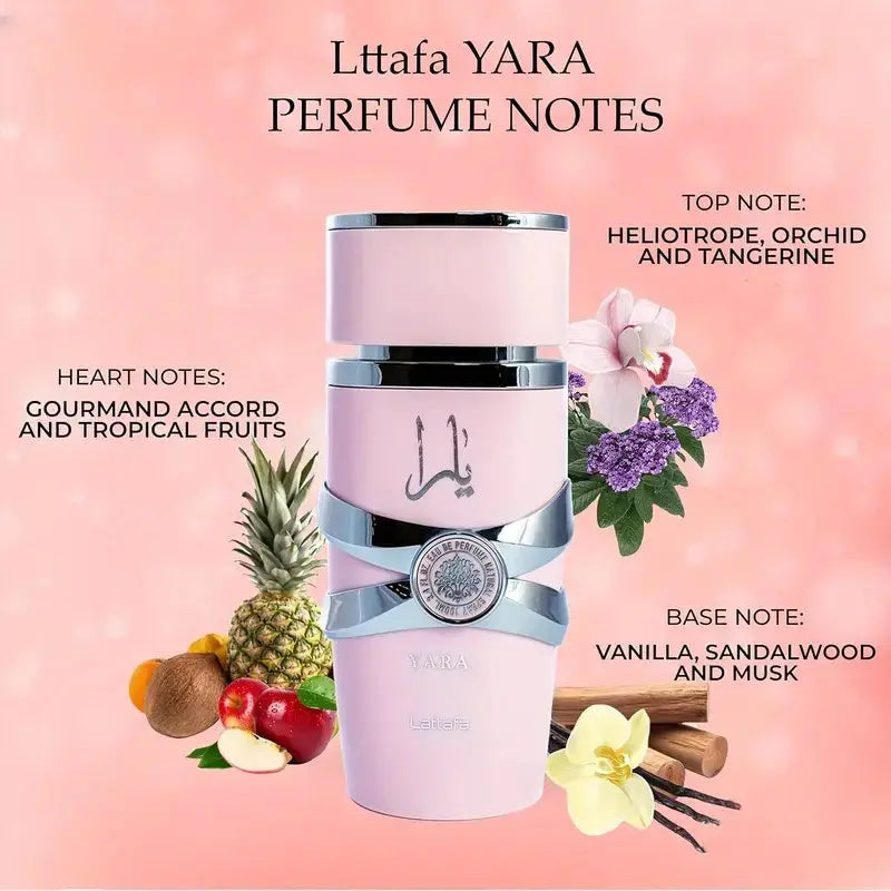 LATTAFA Yara 100ml Perfume Spray, Women's Eau de Toilette, Cologne, Long Lasting Floral, Elegant Floral, Alcohol Matrix, Formaldehyde-free, EDP, Liquid Perfume, Long Lasting Floral, perfect for dates, birthdays, Valentine's D Chic Le'Meek