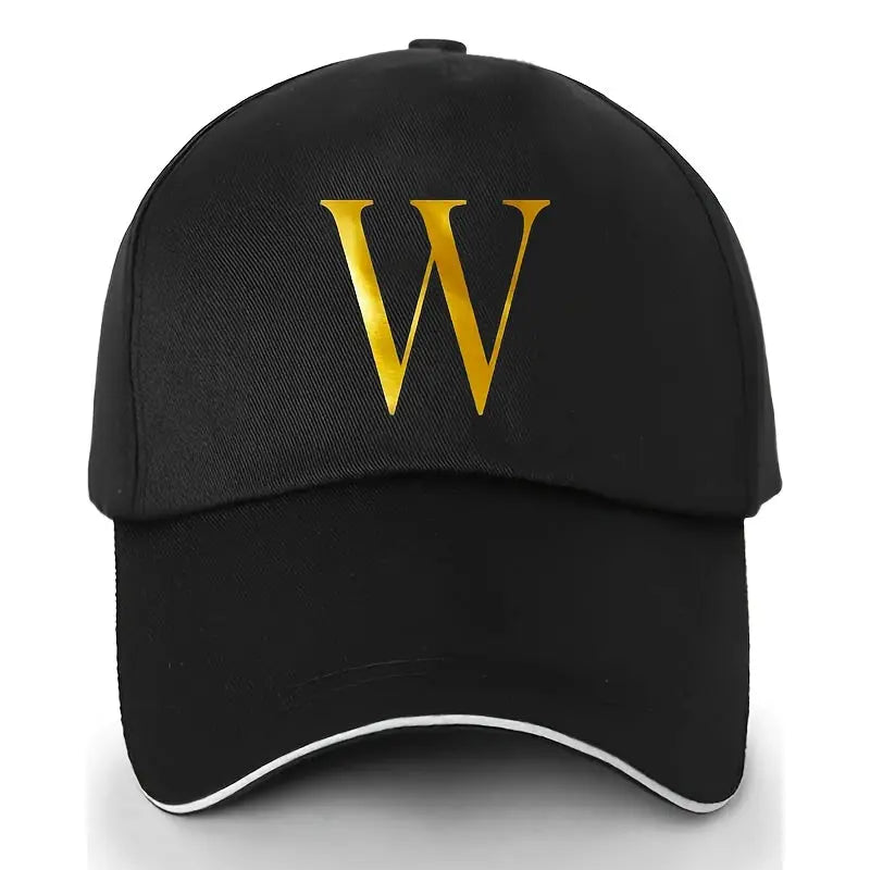 Unisex Polyester Baseball Cap | Adjustable Fit | Lightweight, Breathable & Quick-Dry | Golden Letter Print Embroidery 'M' or 'A' | Ideal for Outdoor Sports and Travel | Stylish Hip-Hop Dad Hat, Casual Wear Hat | Hiphop Style Chic Le'Meek