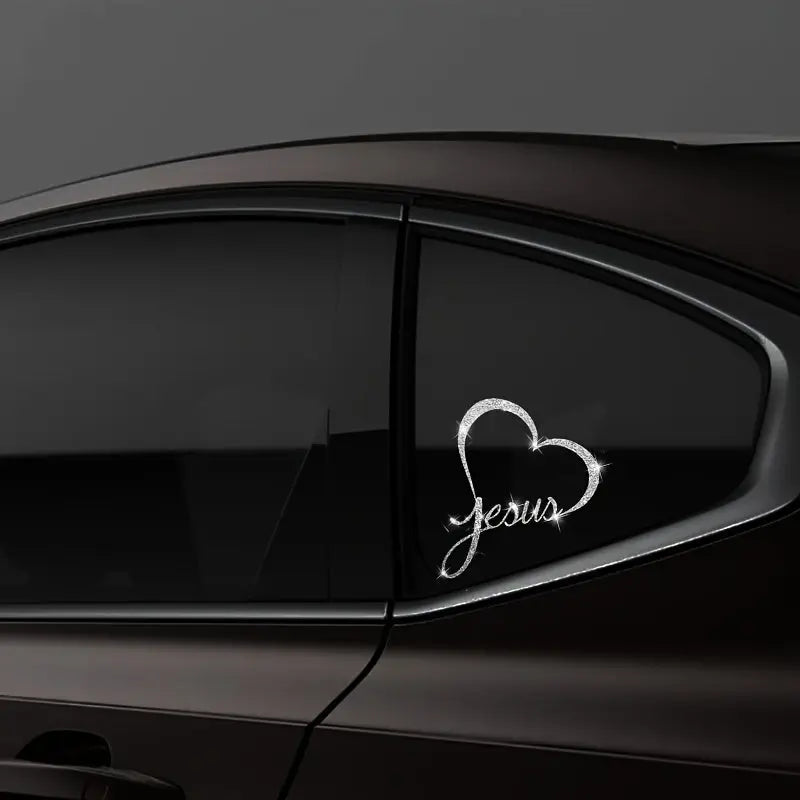 1pc JESUS Car Door Decoration Sticker Love Reflective Decal Window Fashionable Bling Shiny Car Decal Chic Le'Meek