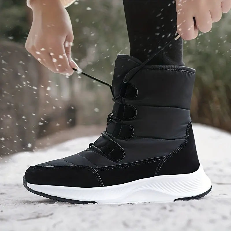 Winter-Ready High-Top Snow Boots: Warm Plush Lining, Anti-Slip Thick Sole, Durable Synthetic Leather Chic Le'Meek