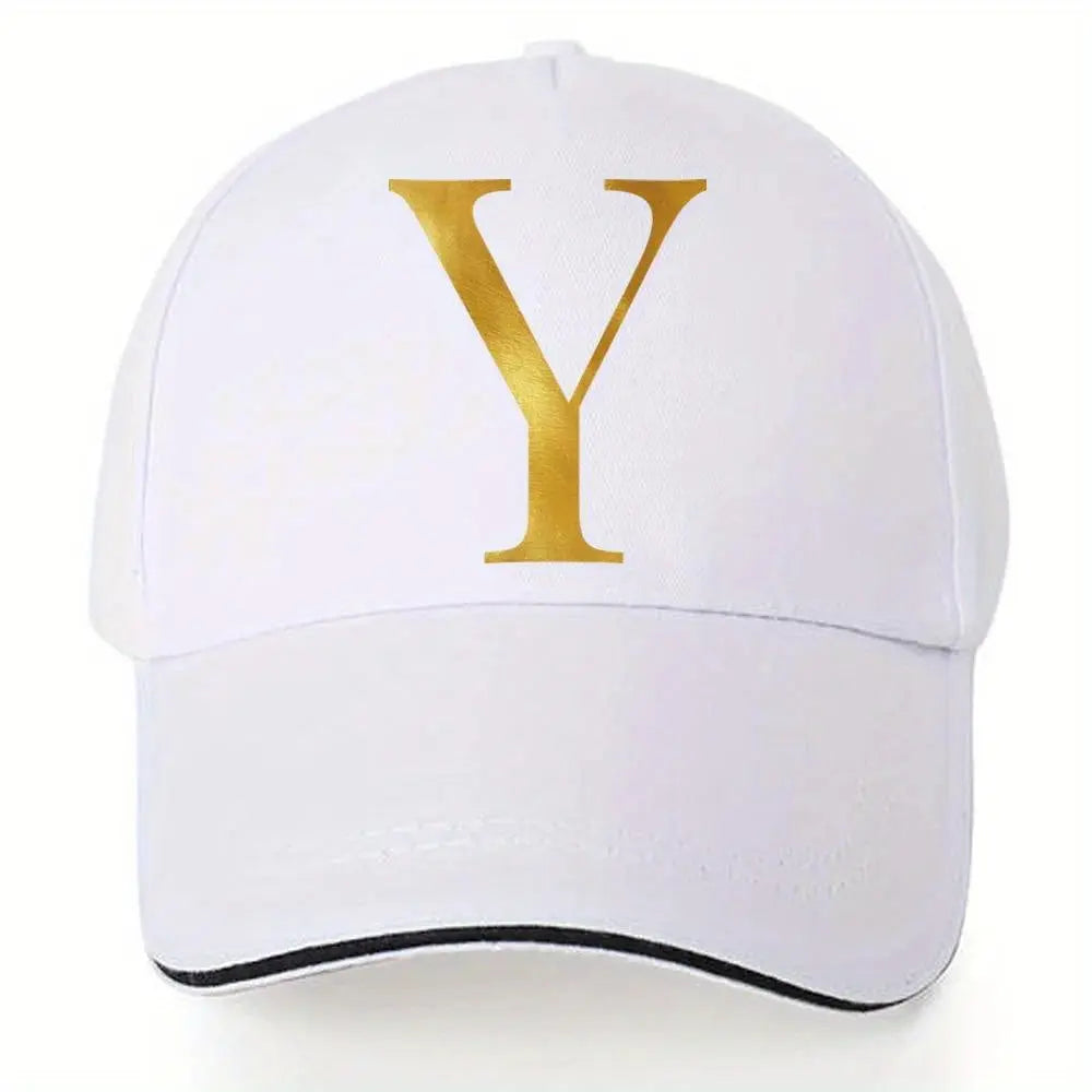 Lightweight Baseball Cap with Adjustable Shoulder Strap, Breathable And Quick Drying- Customizable Golden Letter Design, Suitable for Outdoor Sports And Travel, Baseball Cap Chic Le'Meek