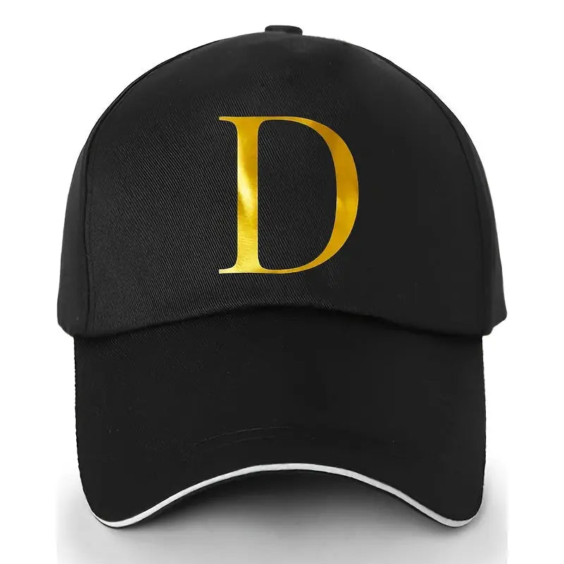 Unisex Polyester Baseball Cap | Adjustable Fit | Lightweight, Breathable & Quick-Dry | Golden Letter Print Embroidery 'M' or 'A' | Ideal for Outdoor Sports and Travel | Stylish Hip-Hop Dad Hat, Casual Wear Hat | Hiphop Style Chic Le'Meek