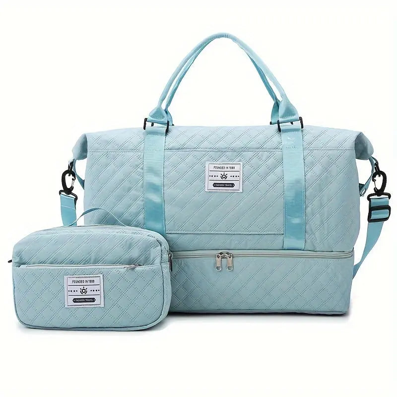 Large Capacity Travel Duffel Bag in Oxford Fabric, Portable Sports Gym Storage Bag, Weekend Overnight Bag for Women Chic Le'Meek