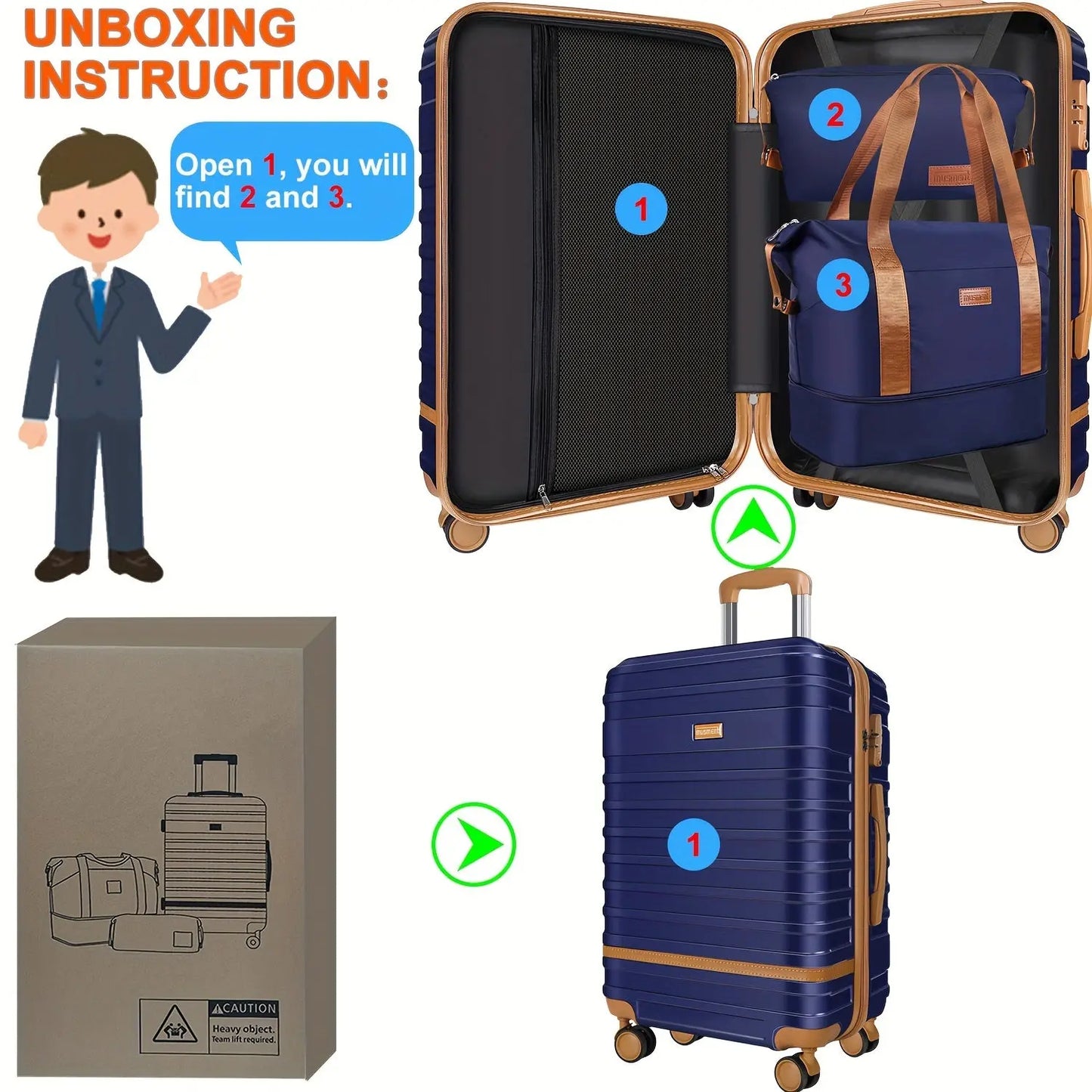 Suitcase Set Luggage Sets, 20 Inch Carry On Luggage With TSA Lock And Double Spinner Wheels, Suitcase With Travel Bag And Toiletry Bag AliExpress