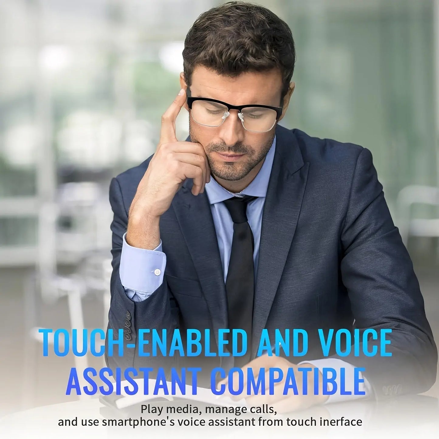 Smart Glasses With Blue Light Filtering, Low Latency Audio, Built-in Microphone, Speaker, Touch Control, Compatible With AI Voice Assistants, Suitable For Both Men And Women, Suitable For Audio, Movies, And Learning. Chic Le'Meek