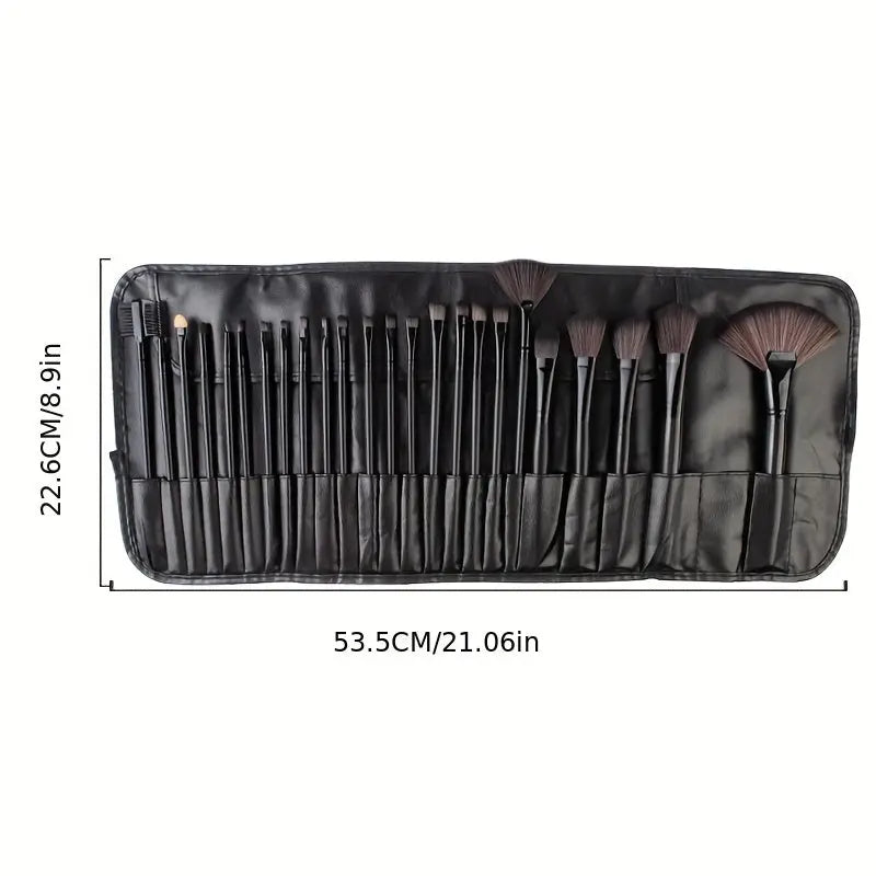 24pcs Professional Makeup Brush Set with Soft Synthetic Bristles for Flawless Foundation, Blush & Eyeshadow Application - Includes Travel Case Chic Le'Meek