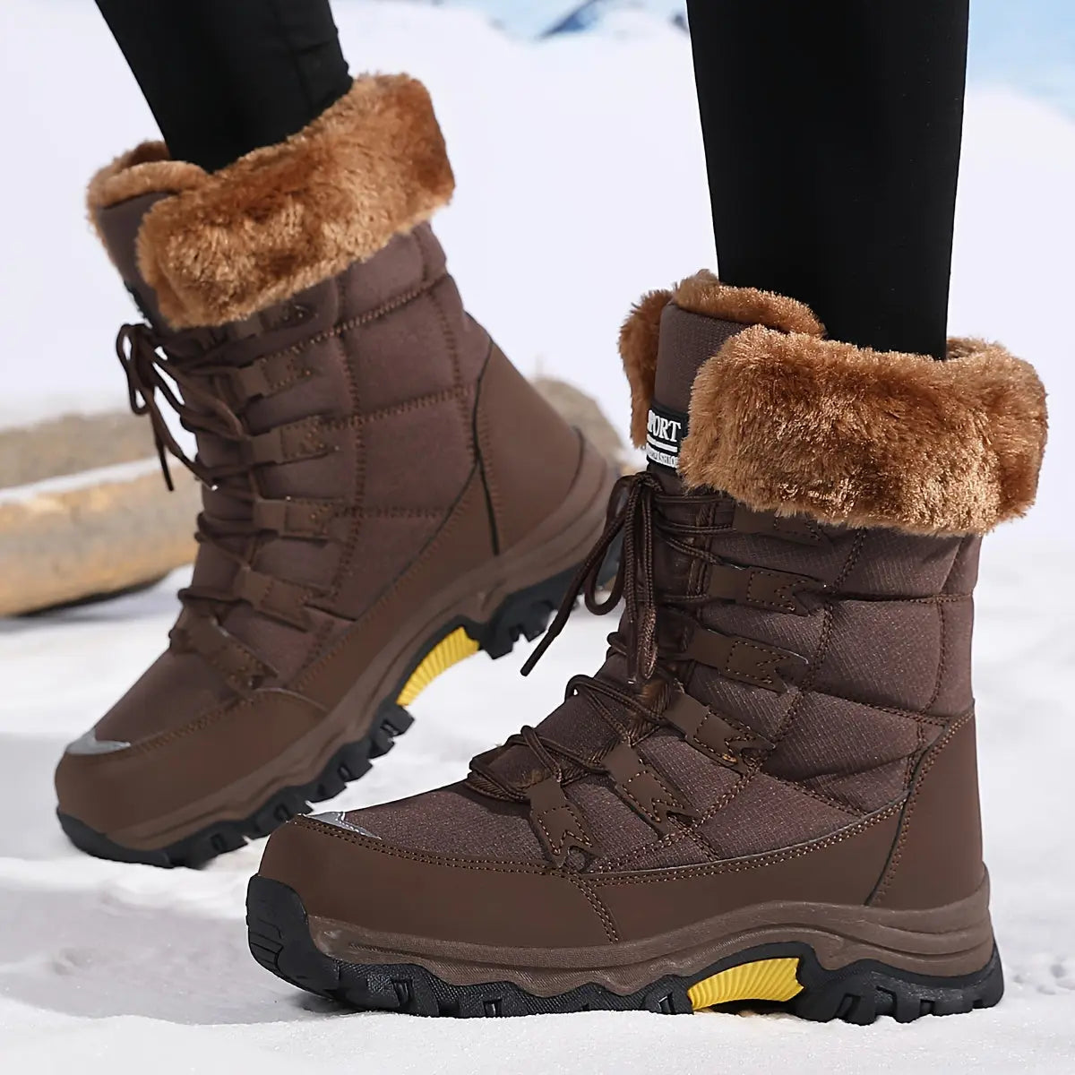 Cozy Mid-Calf Fluffy Boots - Soft, Warm, Non-Slip, and Platform Design for Comfortable Winter Wear - Perfect for Snow, Cold Weather, and Outdoor Activities Chic Le'Meek