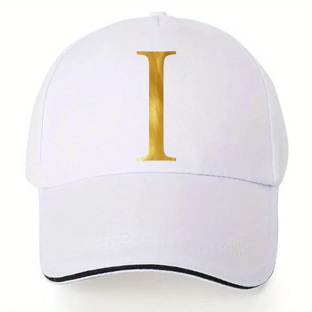 Lightweight Baseball Cap with Adjustable Shoulder Strap, Breathable And Quick Drying- Customizable Golden Letter Design, Suitable for Outdoor Sports And Travel, Baseball Cap Chic Le'Meek