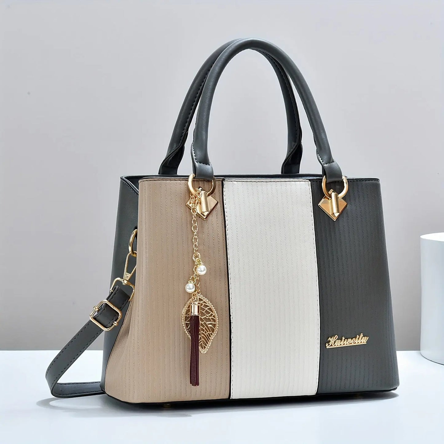Adjustable Strap Zipper Closure Casual Single Shoulder Crossbody Bag, New Striped Polyester Lining, Edge Paint, No Printing, with Homecoming Mother's Day Gift for Women Chic Le'Meek