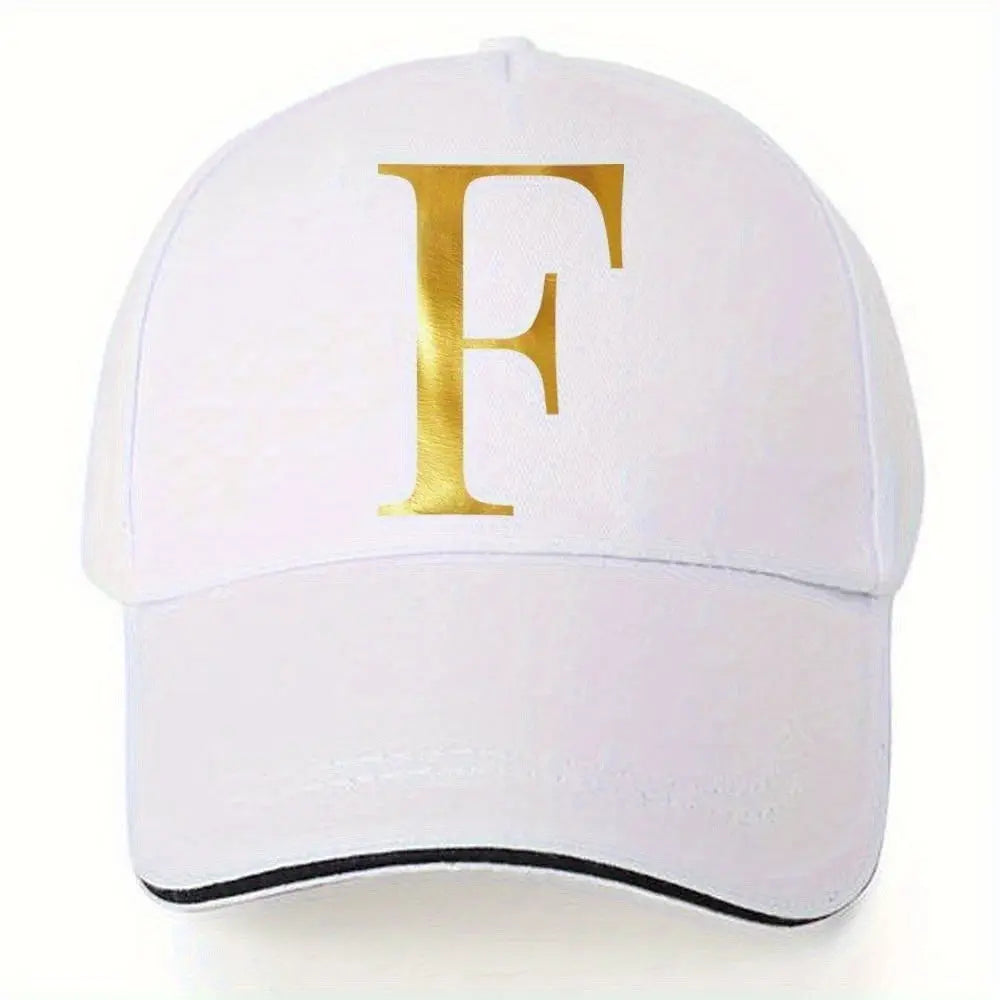 Lightweight Baseball Cap with Adjustable Shoulder Strap, Breathable And Quick Drying- Customizable Golden Letter Design, Suitable for Outdoor Sports And Travel, Baseball Cap Chic Le'Meek