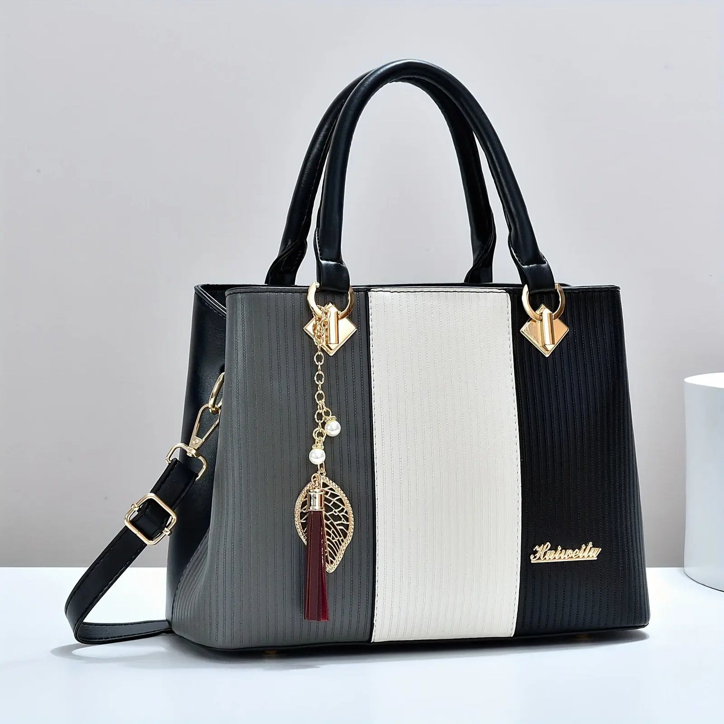 Adjustable Strap Zipper Closure Casual Single Shoulder Crossbody Bag, New Striped Polyester Lining, Edge Paint, No Printing, with Homecoming Mother's Day Gift for Women Chic Le'Meek