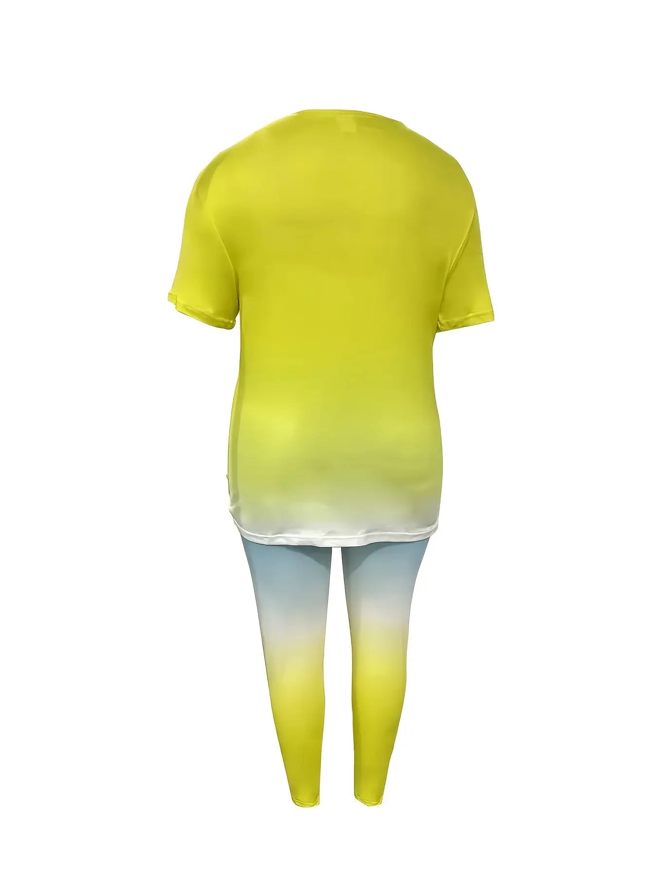 Ladies' Daily Casual Gradient Suit, Faith Letter Printing, Plus-size Tight Pants With Pockets Chic Le'Meek