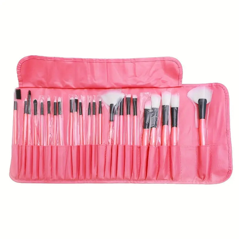 24pcs Professional Makeup Brush Set with Soft Synthetic Bristles for Flawless Foundation, Blush & Eyeshadow Application - Includes Travel Case Chic Le'Meek