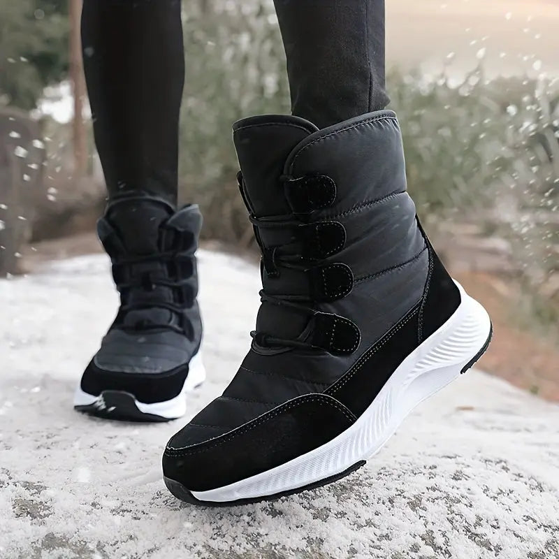 Winter-Ready High-Top Snow Boots: Warm Plush Lining, Anti-Slip Thick Sole, Durable Synthetic Leather Chic Le'Meek