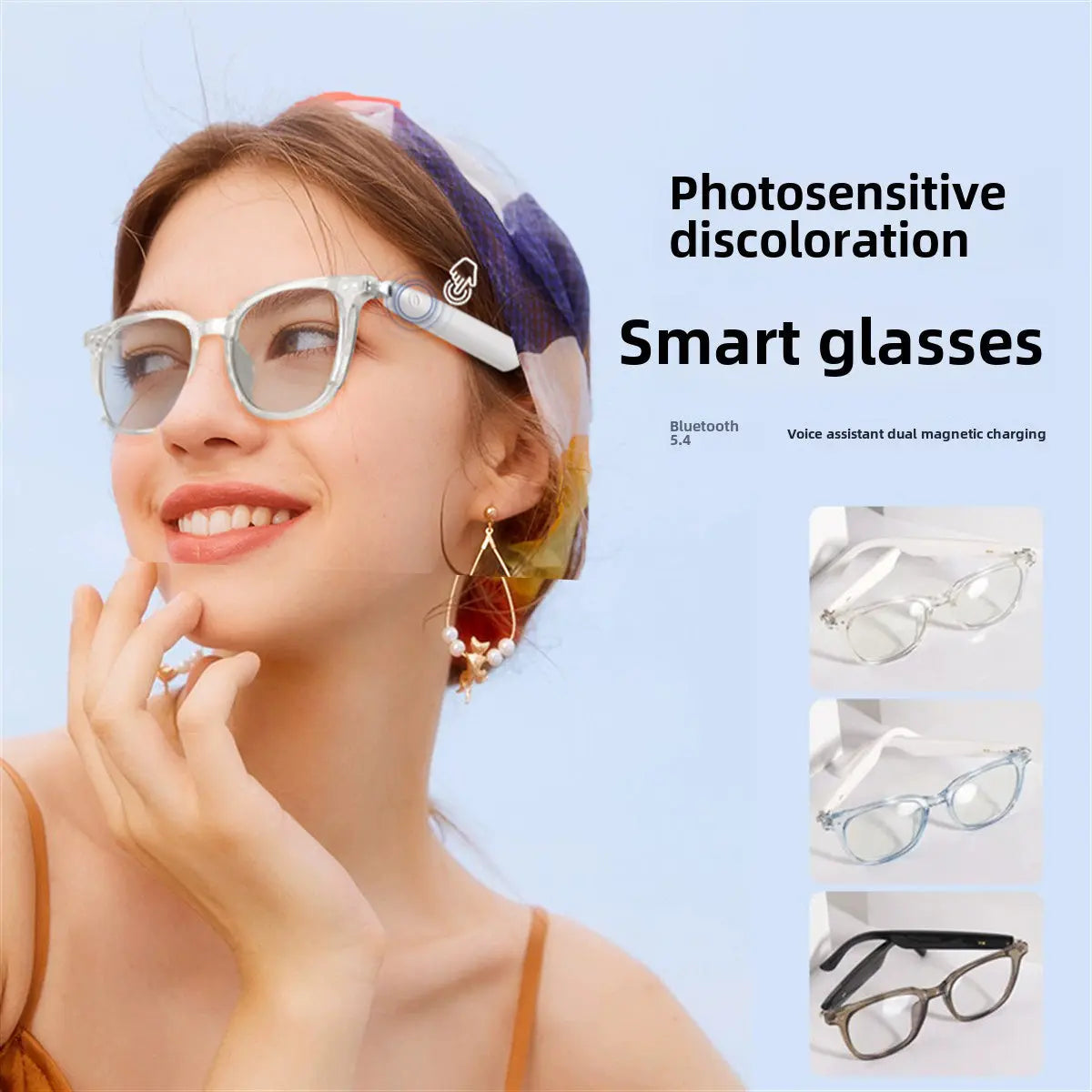 Wireless Smart Audio Fashion Glasses – Stylish Transparent & Black Frames, Immersive Sound, Call & Music Control, USB Rechargeable, Lightweight Titanium Frame for Sports, Driving, and Outdoor Activities Chic Le'Meek