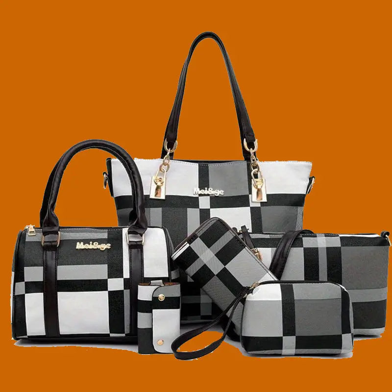 6pcs Womens Handbags Tote Bags Shoulder Bag Purses Satchel Bag Top-Handle Handbag Crossbody Bag Wallet Clutch Chic Le'Meek