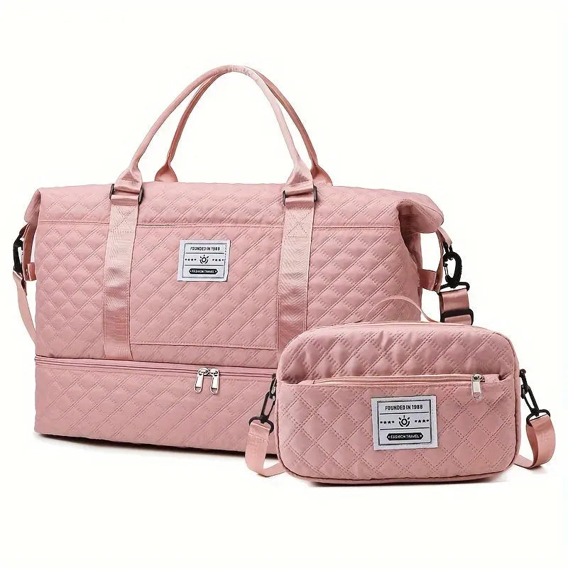 Large Capacity Travel Duffel Bag in Oxford Fabric, Portable Sports Gym Storage Bag, Weekend Overnight Bag for Women Chic Le'Meek