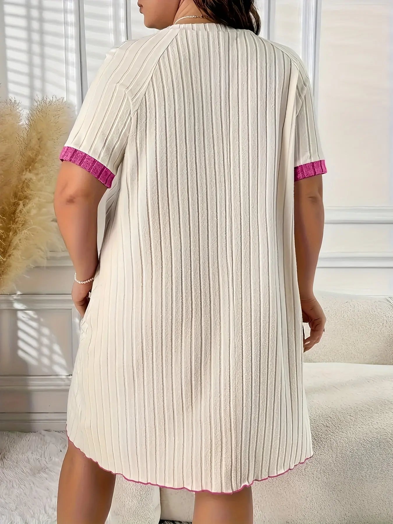Plus Size Short-Sleeve Dress with Heart Embroidery Two-Piece Set Temu