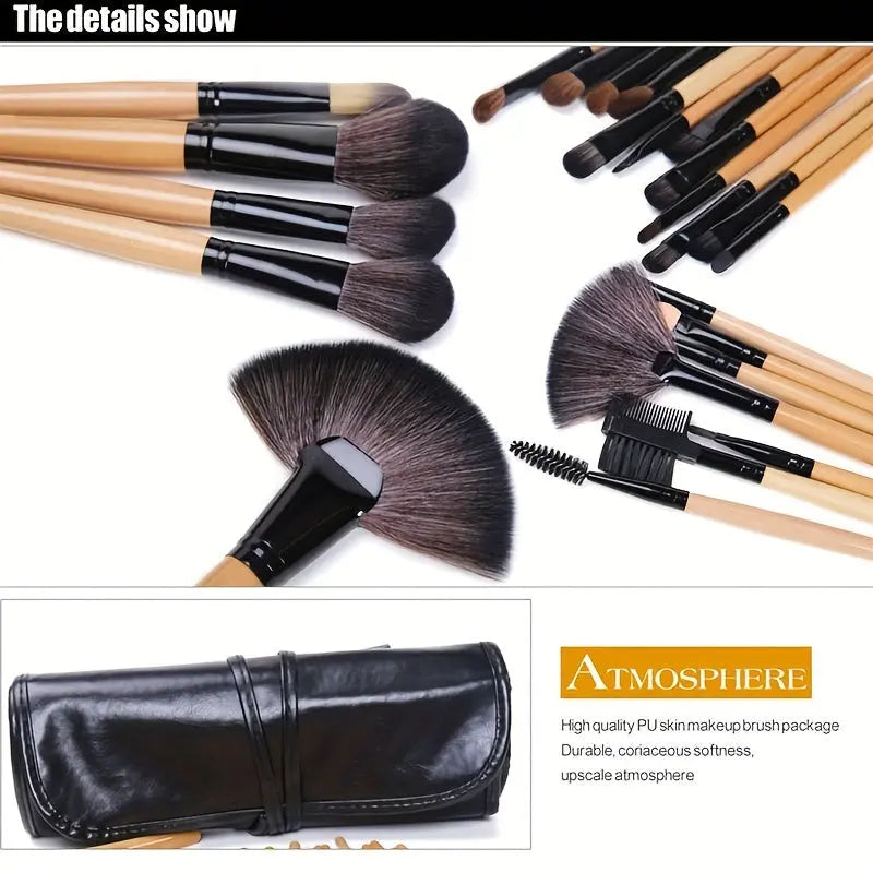 24pcs Professional Makeup Brush Set with Soft Synthetic Bristles for Flawless Foundation, Blush & Eyeshadow Application - Includes Travel Case Chic Le'Meek