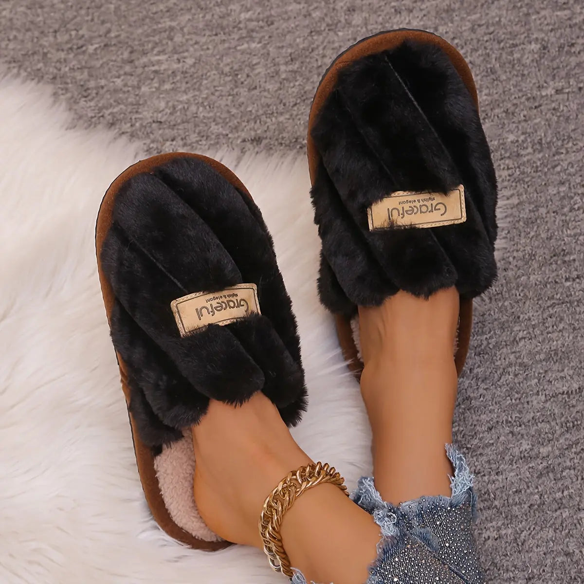 Cozy All-Season Non-Slip Striped Slip-on Slippers - Unisex Casual Fabric Upper/Inner EVA Sole Shoes - Hand Washable Comfort Indoor Floor Footwear Chic Le'Meek
