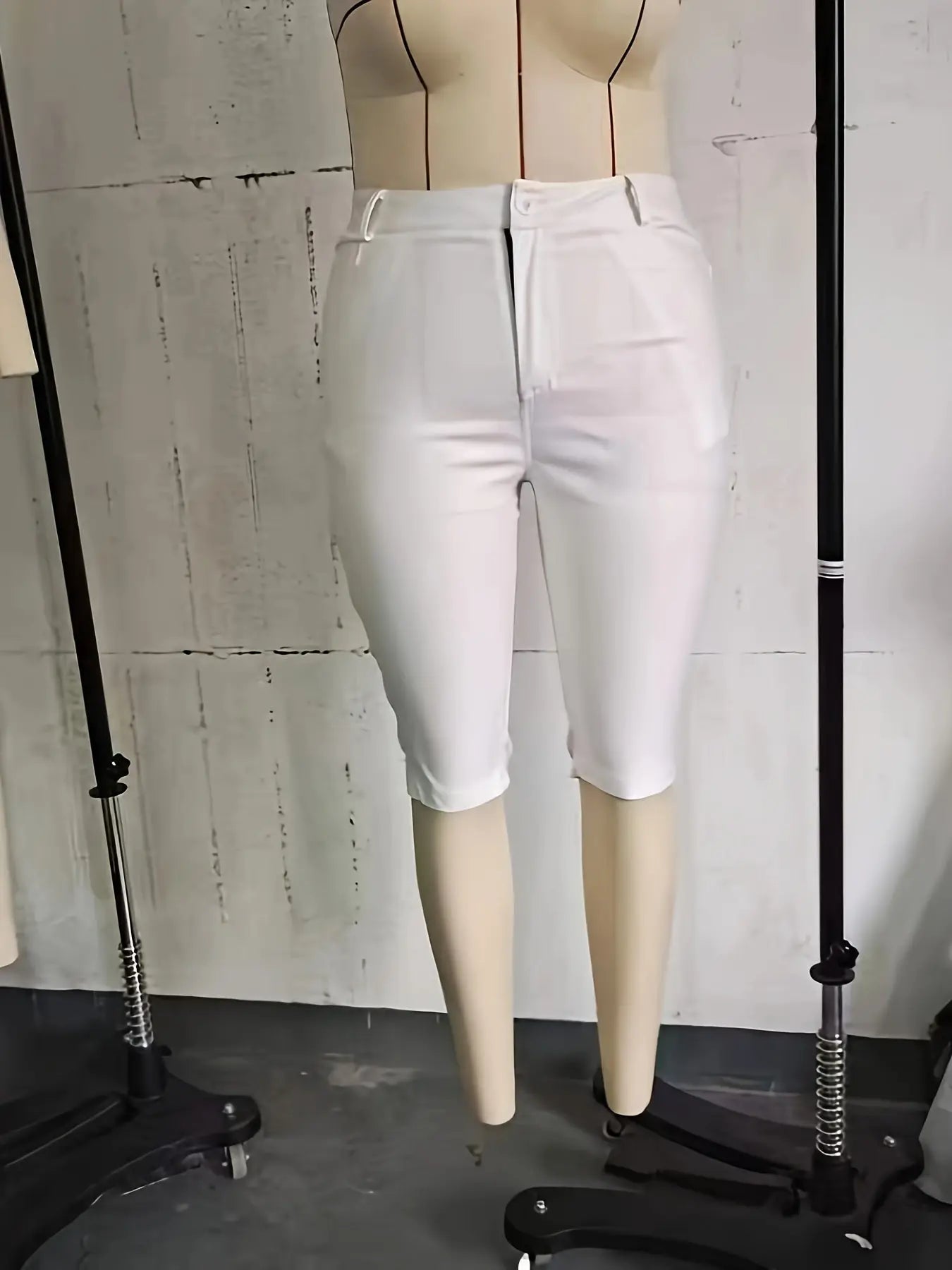 Plus Size Stretch Denim Pedal Pushers - Comfort Fit, High-Waist, Zip & Button Closure - Fashionable Everyday Wear Temu