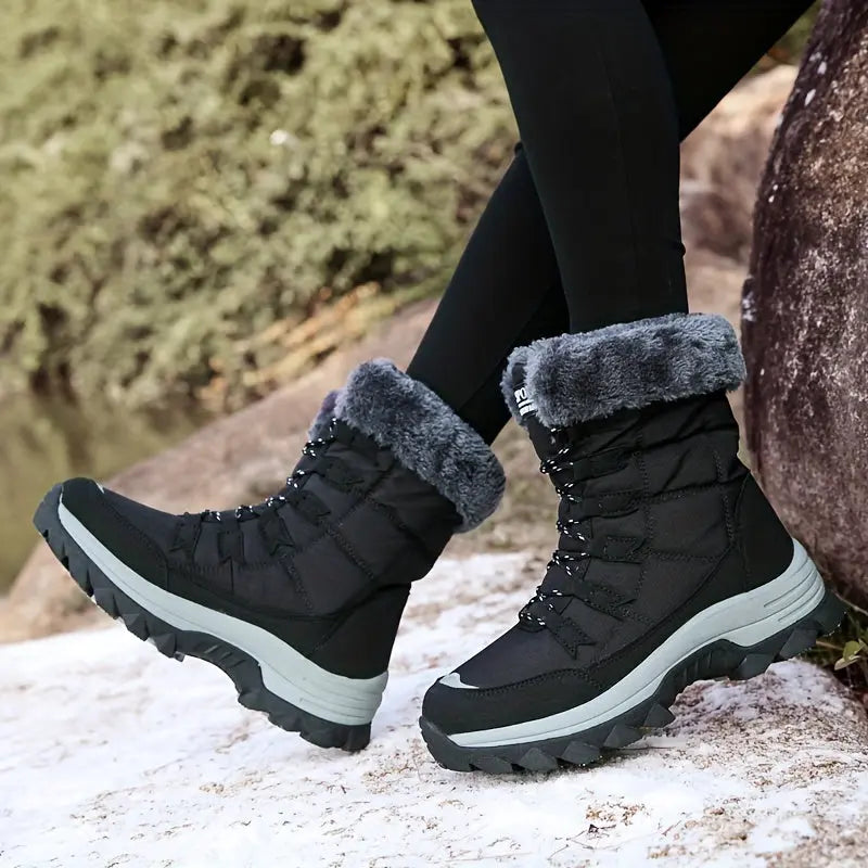 Cozy Mid-Calf Fluffy Boots - Soft, Warm, Non-Slip, and Platform Design for Comfortable Winter Wear - Perfect for Snow, Cold Weather, and Outdoor Activities Chic Le'Meek